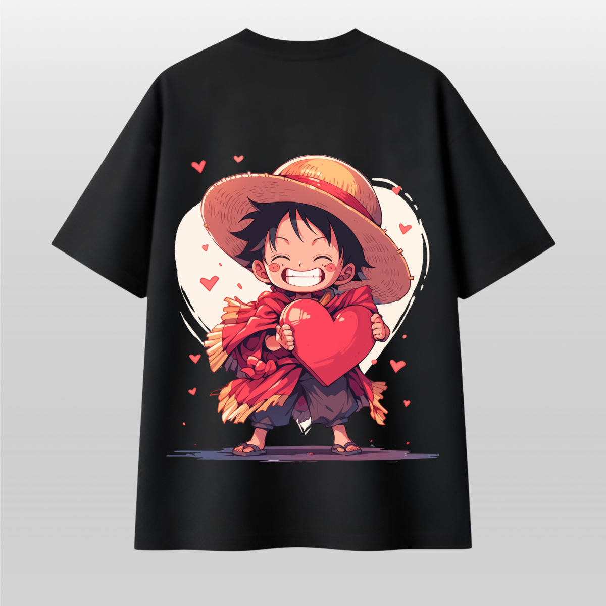 Cute Pirate Heart Anime Inspired Oversized T-Shirt