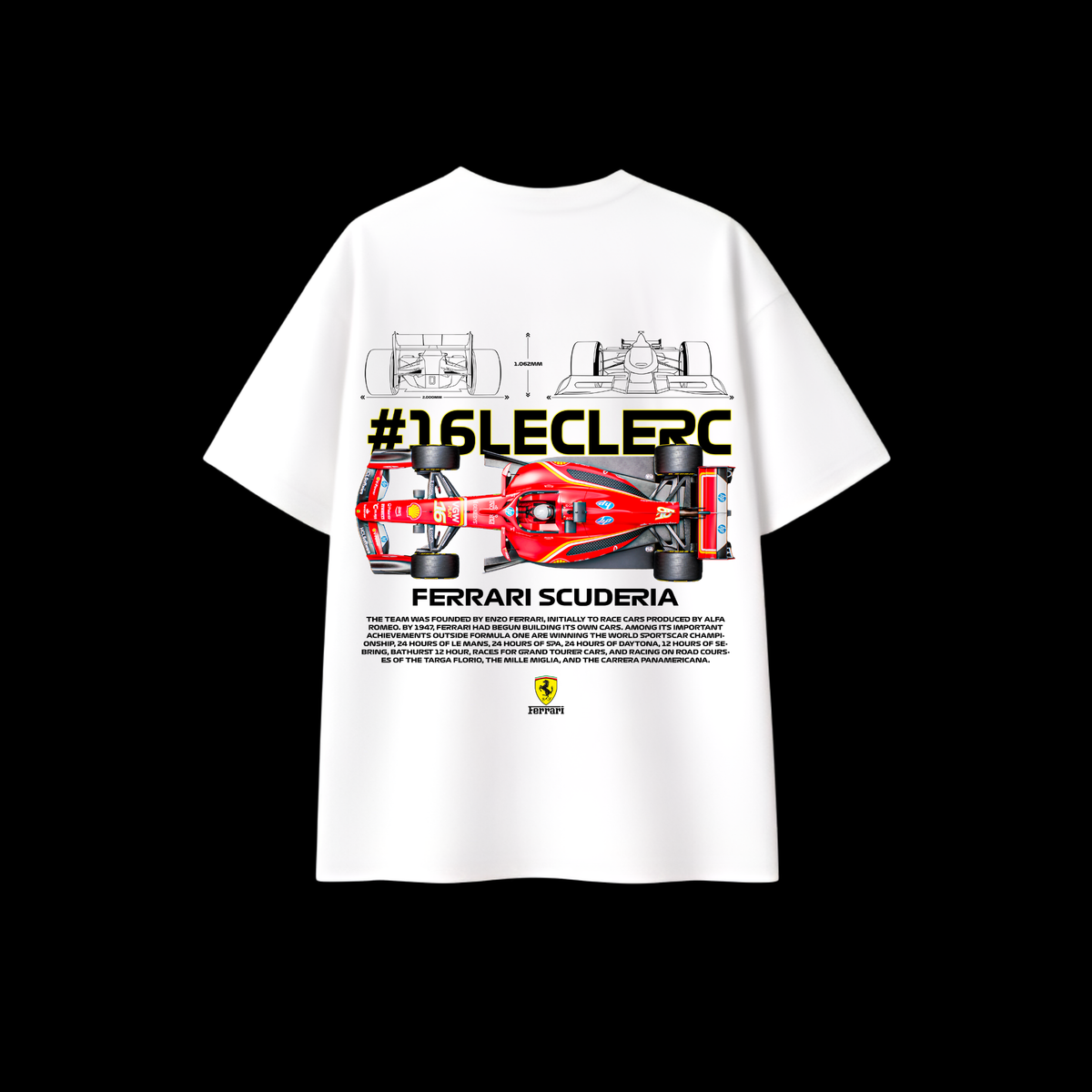 #16 Leclerc Ferrari Oversized T-Shirt – White