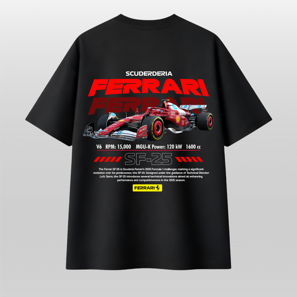 Ferrari SF-25 F1 Oversized T-Shirt – Scuderia Racing Graphic Tee