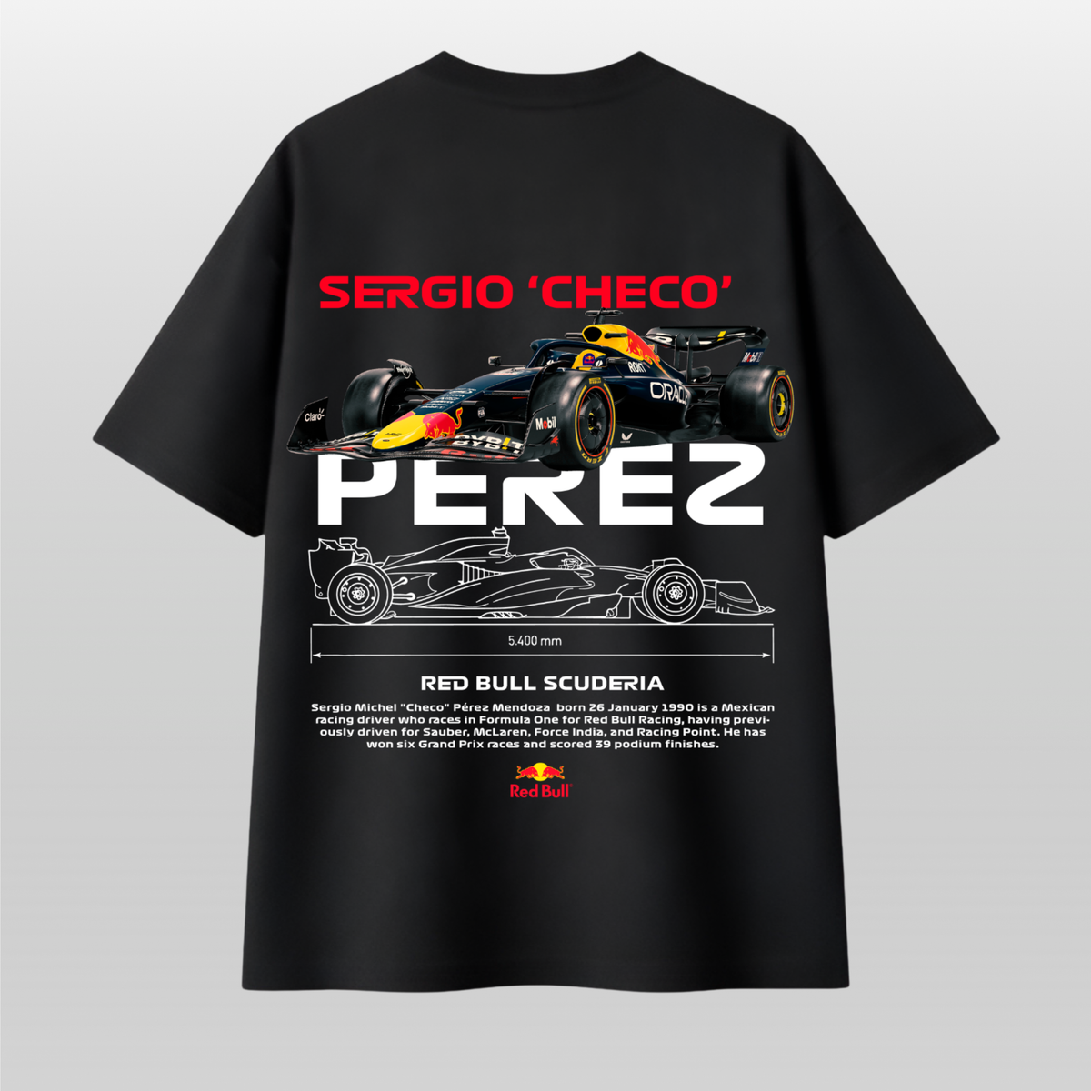 Sergio Perez Red Bull F1 Oversized T-Shirt – Checo Racing Graphic Tee