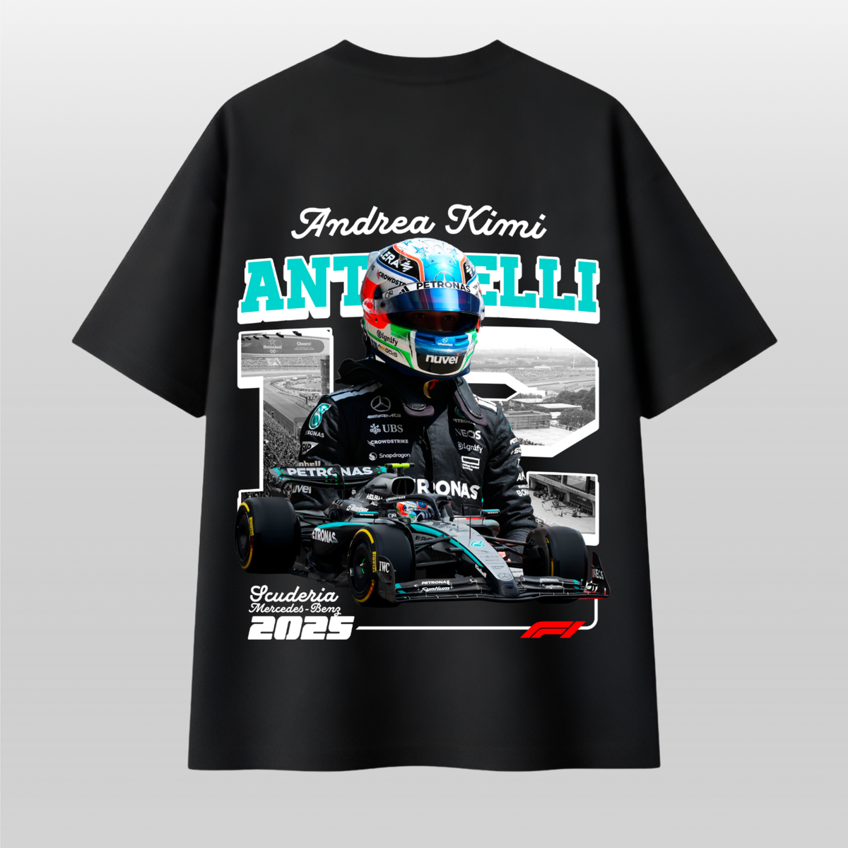 Kimi Antonelli Mercedes F1 Oversized T-Shirt – 2025 Racing Graphic Tee