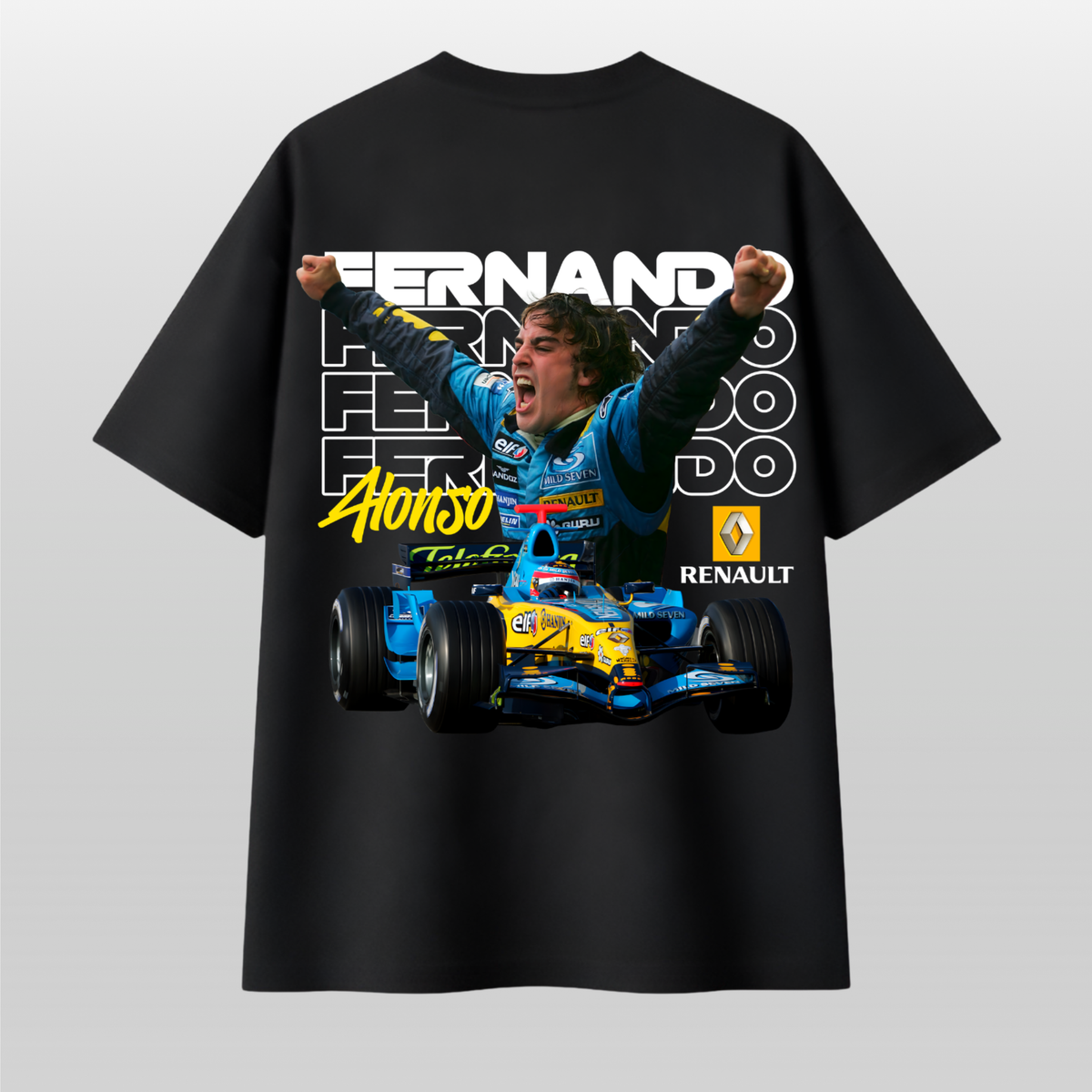 Fernando Alonso Renault F1 Vintage Oversized T-Shirt – Champion Era Racing Tee