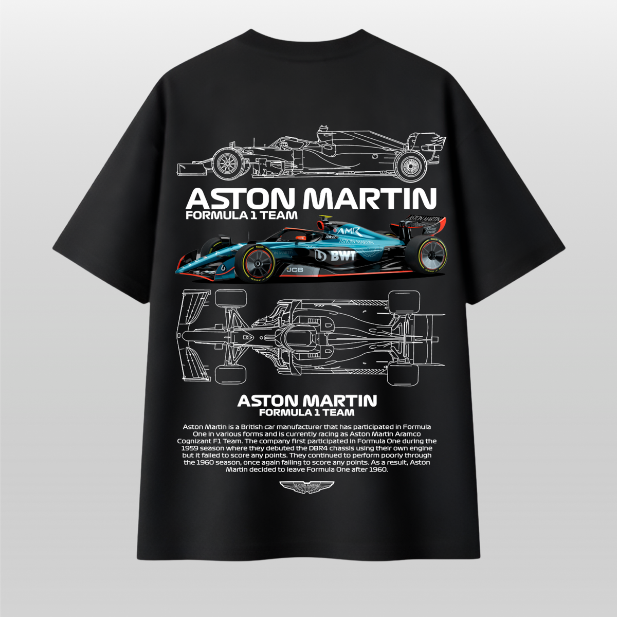 Aston Martin F1 Blueprint Oversized T-Shirt – Formula 1 Technical Racing Tee