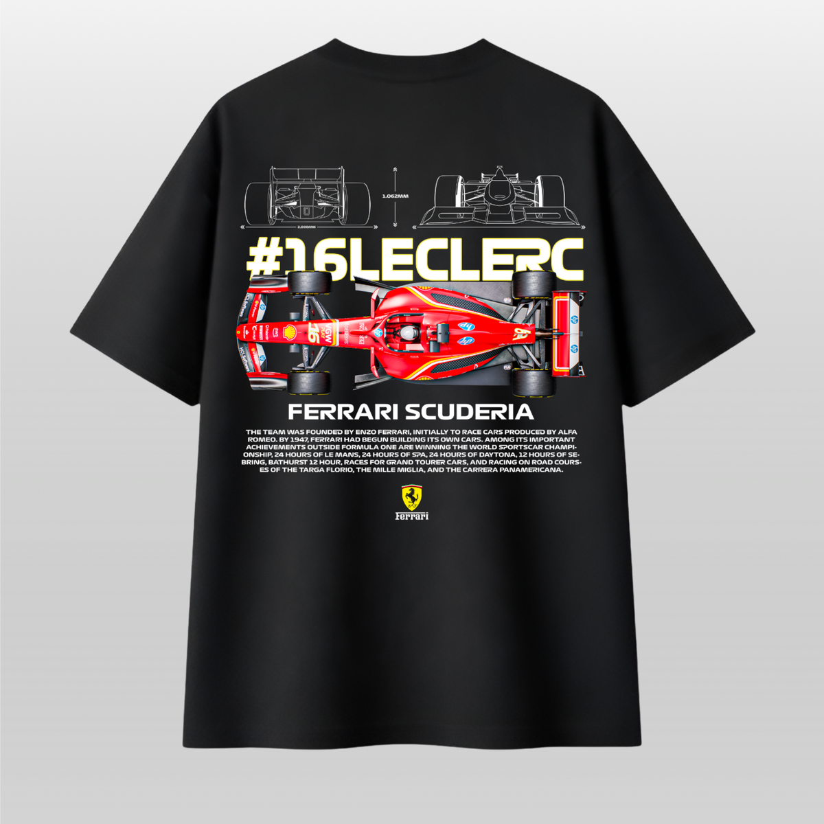 Charles Leclerc Ferrari F1 Oversized T-Shirt – #16 Scuderia Racing Tee