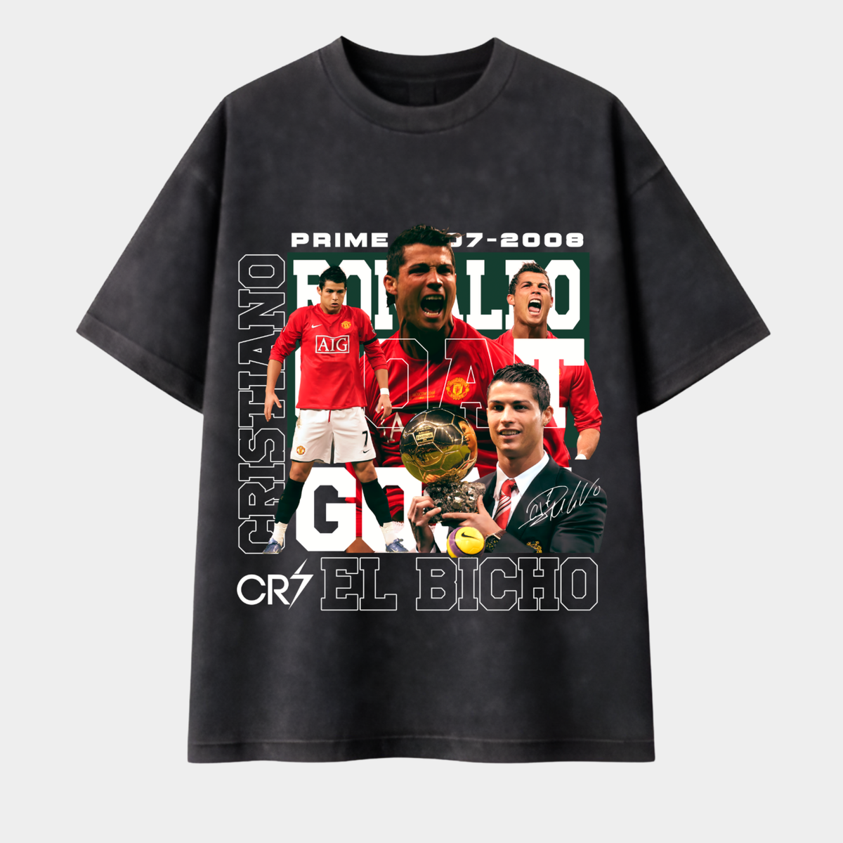 Cristiano Ronaldo Acid Wash Oversized T-Shirt – CR7 El Bicho Vintage Football Tee